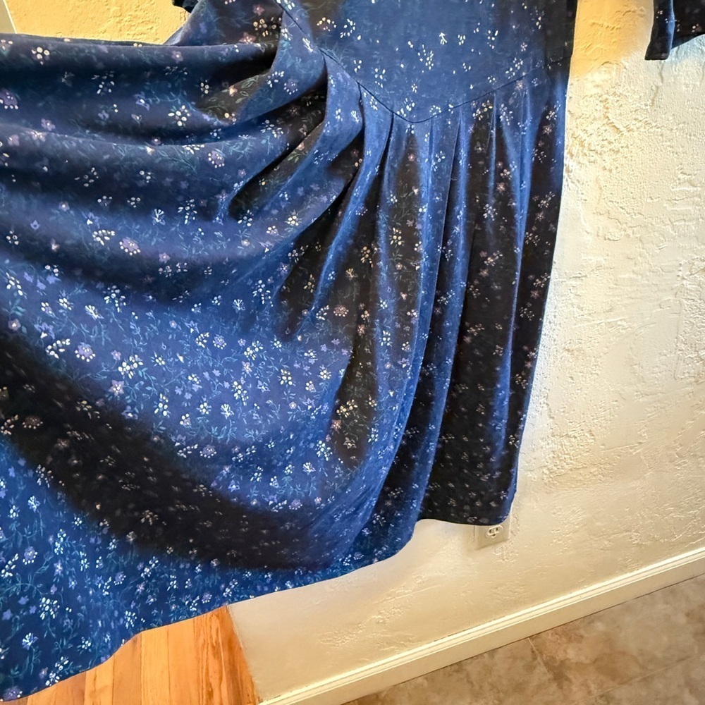 Vintage Paquette Too Chic Long Sleeve Floral Dress in Navy Women’s Sz 14 - Picture 3 of 14
